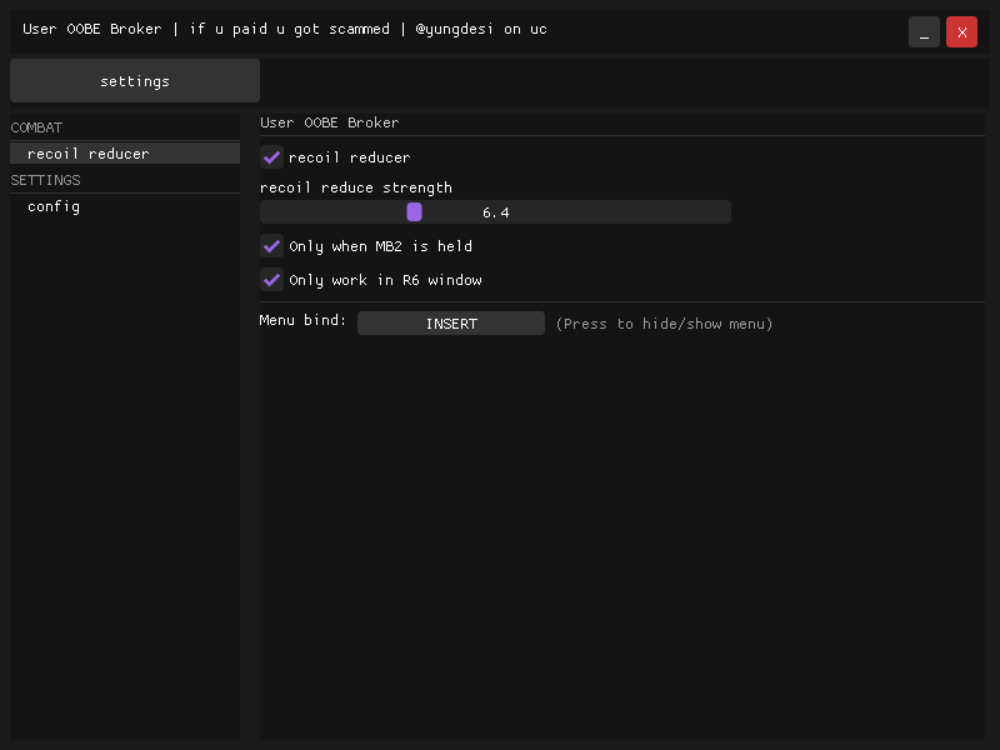 彩虹6号围攻外部压枪辅助